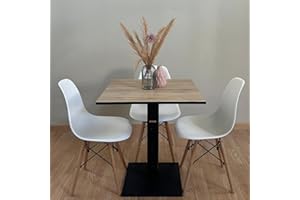 Generico Mesa de bar | Bistrot | Restaurante cuadrado con pie central 60/70/80 cm colores surtidos (roble Cadiz A475 - negro, 70 x 70)