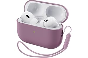 ORNARTO Etui kompatybilne z AirPods Pro 2 2022, w pełni ochronne etui z miękkiego silikonu do AirPods Pro 2. generacji, przednia widoczna skóra LED - liliowy fioletowy