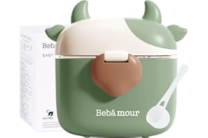 Bebamour Pots de distributeur de lait en poudre portables pour bébés Snack Container avec Scoop et niveleur,460ML,New Green