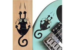 INLAYSTICKERS Inlay Sticker für Gitarren, Bass & Ukulelen - Ripping Slipping Cat - Schwarze Perle