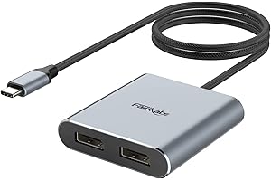fairikabe Adaptateur USB C vers Double Displayport MST, Répartiteur de Hub Type C vers DisplayPort 4K 60Hz vers 2X DisplayPort 1.2 pour Ordinateur Portable Windows, Compatible avec Thunderbolt 3