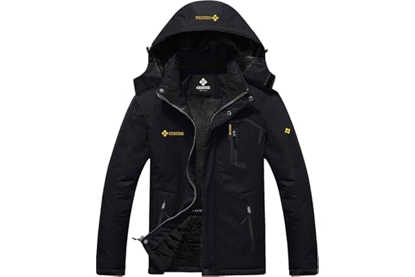 GEMYSE Homme Veste de Ski Imperméable de Montagne Manteau d'hiver Extérieur en Polaire Coupe-Vent avec Capuche