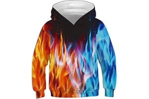 PADOLA Garçon Sweat à Capuche 3D Impression 4-13 Ans Enfant Pull Manche Longue Drôle Sweatshirts avec Poches Automne Hiver Halloween Noël Cadeaux