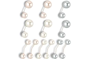HARIENDNY 12 Pcs Anti-Exposure Neckline Safety Pins Sweater Shawl Clips 2 Styles Artificial Pearl Brooch Pins for Women Girls Costume Accessory