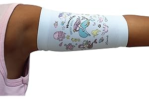 Linphelle Children's Microfibre Catheter Coverpicc, Banda Cubre Catéter de Brazo Transpirable y de Diseño para Niños, Ideal para PICCs y Glucómetros, Dibujo Sirenita