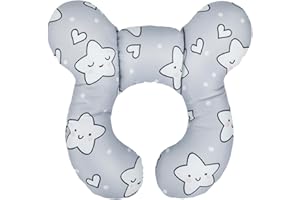 LONTG Baby Travel Pillow Infant Head Neck Support Pillow Cushion Newborn Pushchair Car Seat Neck Pillow Safety Baby Headrest Travelling Sleeping Pillow for Pram, Stroller, Car Seat, Airplane, Train, Bus