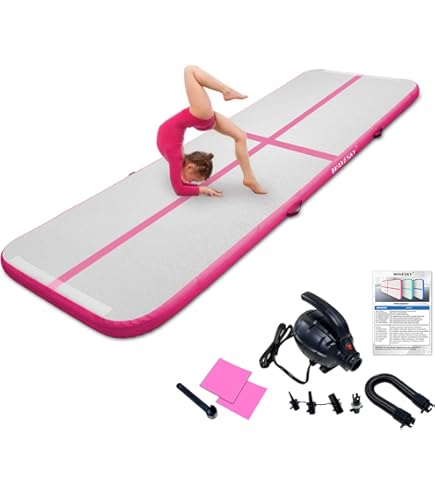 Sportmat, opblaasbare fitnessmat, 3/4/5 m, Airspot, Airtrack, Air Roll, turnen, gymnastiekmat met draagtas en elektrische luchtpomp, voor thuis, outdoor, yoga, gym (300 x 100 x 10 cm, groen