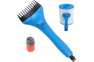 Poweka Swimming Pool Filter Cartridge Cleaner Tool, Spa & Hot Tub Filter Cartridge Cleaning Tool with Adapter - Removes Dirt/Debris from Pool Filters
