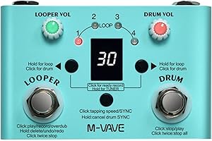 LIOAEUST Drum Looper Pedal,M-Vave Guitar Effect Pedal V2 Drum Looper 30 Drums 11 Mins Recoding Time Tuner Multi Effect Pedal