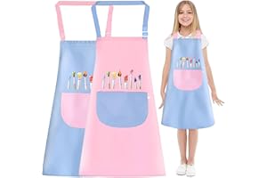 WAIMXDAO 2 Grembiuli per Bambini, Regolabili Grembiule da Artigianato, Grembiuli Cottura Bambini per Cucinare Pittura per Arti e Mestieri Pittura Artistica Attività Aula