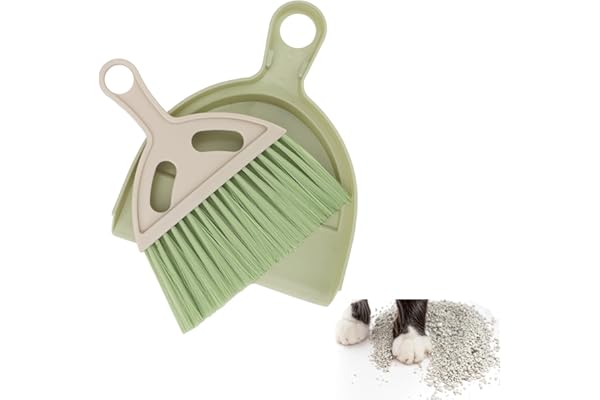 Brosay Mini Dustpan and Brush Set Portable Small Broom with Dust Pan Handheld Hangable Whisk Broom and Dust Pan for Home, Kitchen, Table, Office, Car 1 Pcs (Green)