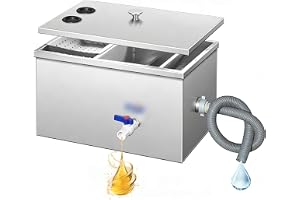 Kommersiell fettavskiljare, 45L rostfritt stål olja vattenavskiljare med 2 toppinlopp, fettavskiljare oljeavskiljare för rest