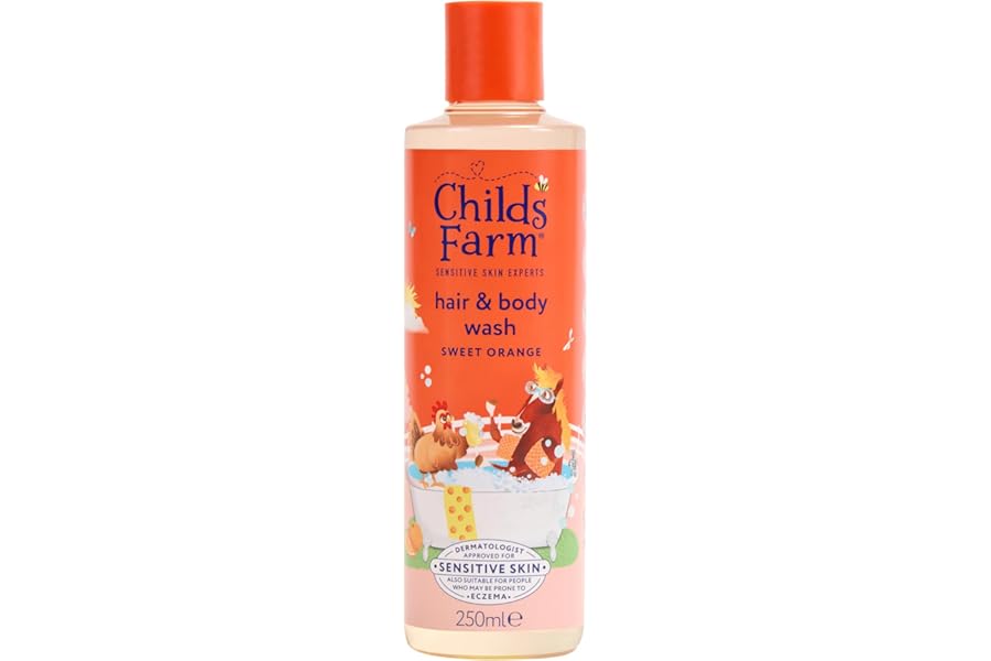 Childs Farm Kids Hair & Body Wash, Sweet Orange | Tear-free, Gently Cleanses | Suitable for Dry, Sensitive Skin, 250ml