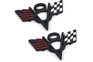 PTDecals 2pcs Nero Metallo US America Bandiera V8 Racing F1 Emblema Badge Adesivo per Auto Auto Van Paraurti Baule Boot Baule