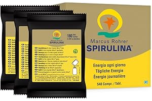 Marcus Rohrer Spirulina Integratore alimentare completo adatto ai vegani, sacchetti di ricarica (3 x 180 compresse)