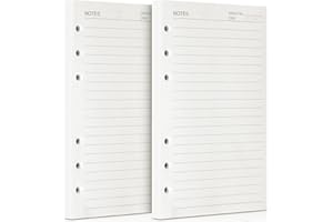 OMEYA Nachfüllpapier, 280 Seiten, 2 Stück, A5 Nachfüllpapier, 6 Löcher, 160 Blatt, gelocht, für Tagebuch, Notizbuch, Tagebuch, Malerei,Personal Organizer, 21 x 14,2 cm (liniertes Papier)