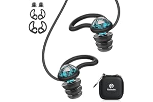 NAIICUTE Bouchons d'oreilles de natation avec cordon pour adultes et jeunes à partir de 12 ans - Bloque l'eau et le son - Bouchons d'oreilles réutilisables en silicone pour le surf, la plongée avec tuba et la