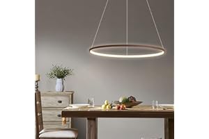 Bellastein LED Nowoczesne okrągłe oświetlenie wiszące z pilotem Lampa wisząca Regulowana wysokość Światło sufitowe Żyrandol do salonu Jadalnia Biuro (brązowy, L80cm)
