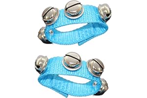 XUELIYUN 2 Pcs Multi Color Musical Rhythm Toys and Nylon Band Wrist Bell Ankle Bells Band Wrist Bell Wrist Foot Bell Instrument for Kids Baby Adult Best Holiday Birthday Party Gifts（Blue)