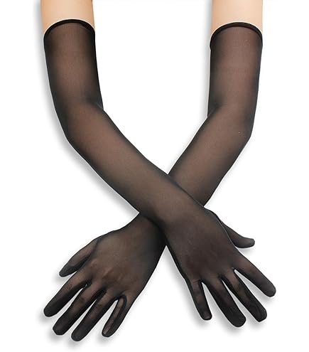simarro Lange operahandschoenen voor vrouwen, zwarte satijnen feesthandschoenen, ellebooglengte, rekbaar, volwassen maat voor bruiloften, bruidsjurken, theekransjes, Halloween cosplay