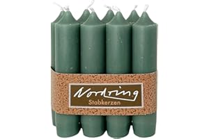 Nordring 8 Stück Stabkerzen moosgrün 2,2 x 11 cm hoch