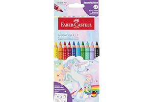 ‎FABER-CASTELL Faber-Castell 110923 - Buntstifte Set Jumbo Einhorn, 10-teilig, bruchsicher, inkl. 2 Sparkle Stifte und Einhorn Sticker
