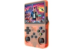 AMAZTECH R36S Consola Retro Portatil – Pantalla IPS 3,5”, Tarjeta TF 64 GB, 15.000+ Juegos, Sistema Linux Abierto, Reproductor de Video, Mini Consola Arcade (Naranja)