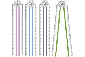UDEWO 4PCS Folding Ruler 30cm Flexible Foldable Rulers 15cm Transparent Straight Rulers Shatterproof Plastic Geometric Ruler for School Kids Office