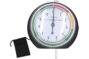 GOIEHIR Jauge profondeur pneu à cadran, Jauge Profondeur Pneu, plage de mesure 0-11 mm, Jauge de bande de roulement universelle à code couleur pour moto, camion, voiture