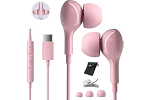 AILZPXX Cuffie USB C per Samsung Galaxy S24 S23 Ultra S22 A56 A55 A54 A16 5G Magnetici Auricolari Tipo C Cuffie con Filo HiFi Stereo Microfono Cuffie Type C compatibile iPhone 15 16 Pro Max Pixel 8 Rosa