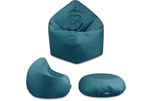 ‎BUBIBAG BuBiBag - 2in1 Sitzsack Bodenkissen - Outdoor Sitzsäcke Indoor Beanbag in 32 Farben und 3 Größen - Sitzkissen für Kinder und Erwachsene (100 cm Durchmesser, Petrol)