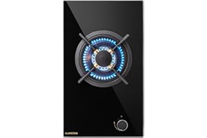 Klarstein Gas Cooker, 1 Burner Gas Hob, 3400W Built In One Ring Electric Hob, Campervan Cooktops Cookers, Stainless Steel Glass Top Wok Burner, 1 Ring Kitchen Stoves LPG Burners Units