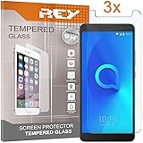 REY Screen Protector for ALCATEL 3C, Tempered Glass Film, Premium quality, [Pack 3x]