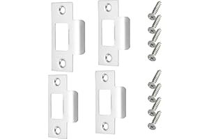 LIUQOBN 4Pcs Door Strike Plate, 70mm x 40.3mm Replacement Lock Strike Plate for Door Frame Reinforcement Silvery