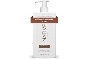 ‎NATIVE Native szampon dla mężczyzn i kobiet - bez silikonu i sztucznych substancji zapachowych - zapach kokosa i wanilii - szampon nawilżający - nadaje suchym włosom miękkości i zdrowego połysku (487ml)