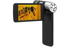 NIMOMO AD203 5X ~ 1000X Microscope portable portable, avec écran LCD réversible de 4 pouces et 8 lumières LED, Microscope numérique USB pour utilisation à l'intérieur et à l'extérieur Enfants Adulte(Le noir)