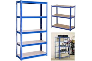 ANSIMIDA 5-Tier Shelving Unit, Heavy Duty Shelving Unit for Storage, Tool-Free Assembly, for Garage, Shed, Greenhouse, Load Capacity 875 kg, 30 x 70 x 150 cm, Blue