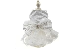FLAdorepet Hunde-Hochzeitskleid, weiße Rose, Prinzessinnenkleid, Tutu-Rock, Schleife, Hund, luxuriös, formelle Party, Geburtstag, Brautkostüm für kleine Hunde (XS, Weiß)
