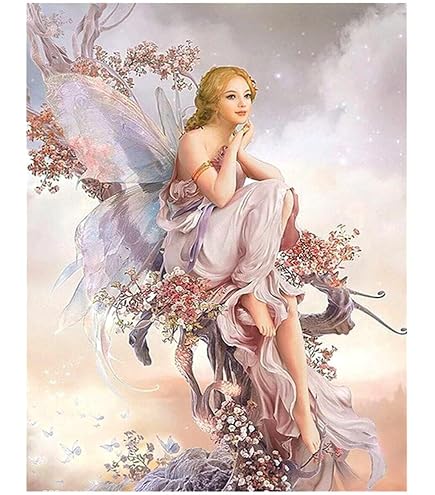SHEGZHUC 40 x 40 cm Diamond Painting donna Acquario Diamond Painting segno zodiacale Acquario Dipingere con i numeri, fata, elfo, mosaico con diamanti, pittura artistica, ricamo a punto croce