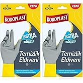 Koroplast Yeni Ekstra G&uuml;&ccedil;l&uuml; S K&uuml;&ccedil;&uuml;k Temizlik Eldiveni Pamuklu Terletmez Astar 2 Adet