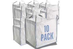Airtech-UK New FIBC Bulk Bag Builders Garden Waste Heavy Duty Industrial polypropylene Material 1 Tonne TON Jumbo Bags Storage Sack Various Quantity (10)