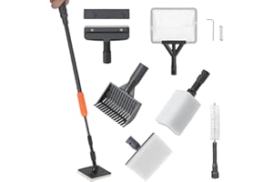 Coolty Outils de Nettoyage D'aquarium 6 en 1 avec Long Manche Télescopique, Grattoir, Filet de Pêche, Brosse de Nettoyage éponge, Râteau de Sable pour Le Nettoyage des Algues dans Les Aquariums