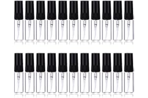 Enslz 35 mini flaconi spray ricaricabili da viaggio in vetro trasparente (3 ml, nero)