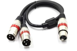 SiYear Symmetrisches Mikrofon-Patchkabel, Y-Kabel, XLR-Buchse auf Dual-XLR-Stecker, 3-polig, Splitterkabel, Audio-Adapter (XLR-F auf zwei XLR-M), 50 cm