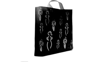 COMPLETE RETAIL SOURCE LTD New Plastic Carrier Silhouettes See Through Luxury Party Bags Pack of 50 (Black)