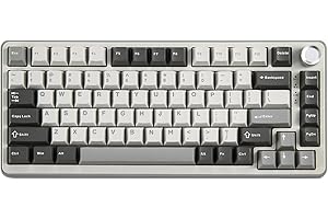 YUNZII B75 PRO drahtlose mechanische Tastatur,75% Gaming Tastatur Dichtung Hot Swap Custom Tastatur mit Knopf,vorgeschmierte Schalter RGB,Bluetooth/Typ-C/2.4G Cremige Tastatur(Blue Grey Schalter,Grau)