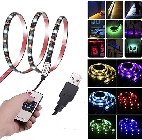 TV Backlight USB Led Strip Lights With Remote Waterproof Bias Lighting for hdtv Computer Monitor Desktop Backlight USB Powered Color Changing Dimmable Flexible 60led 5V 5050 RGB Rope Light Strip-2m