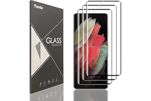 Tzstz 3 sztuki ochraniaczy na ekran Samsung Galaxy S21 Ultra 5G, nakładka 3D, twardość 9H, ochrona przed zarysowaniami, folia ochronna ze szkła hartowanego do Samsung Galaxy S21 Ultra 5G