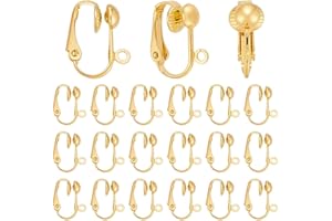 PH PANDAHALL PandaHall- 10pcs Clip d'oreille Composants de Boucle d'oreille, pour des Oreilles Non percees,Couleur Dore 13.5mm de Large,15.5mm de Long,7mm d'epaisseur,Trou:Environ 1.2mm