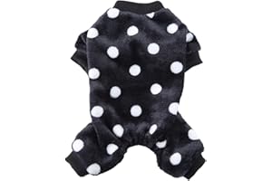 XIAOYU Cute Dot Pattern Dog Pajamas Costumes Pet Clothes Cat Apparel Shirt Winter Holiday Cute Pjs Outfits for Small Pets, Black, L